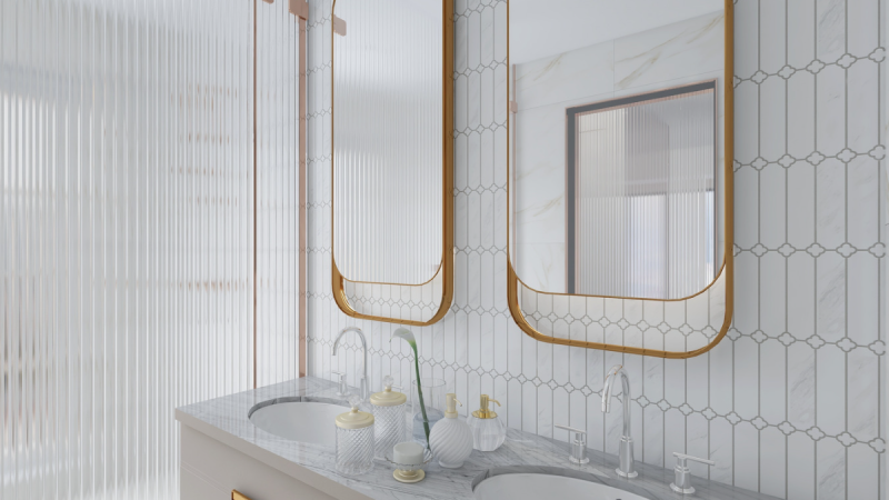 płytki marmuropodobne cecile marble raw decor w eleganckiej łazience